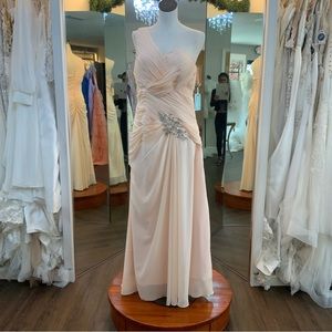 One shoulder rouched mother of the bride dress